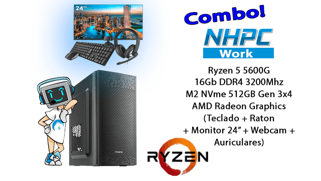Combo! PC NHPC Work Omega Ryzen 5 5600G / 16GB / 512GB
